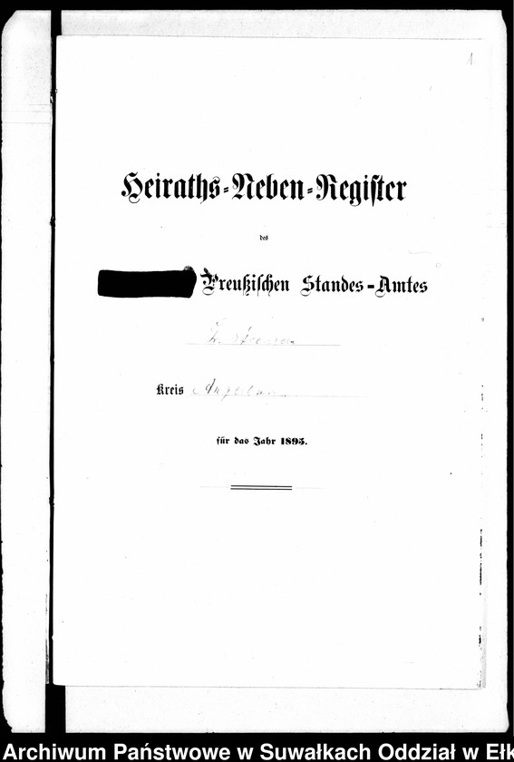 image.from.unit.number "Heiraths-Neben-Register des Preussischen Standes-Amtes Gr. Strengeln Kreis Angerburg"