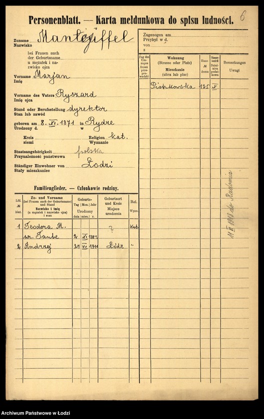 Obraz 8 z jednostki "[Spis ludności Łodzi] Marteńka - Marciniak"