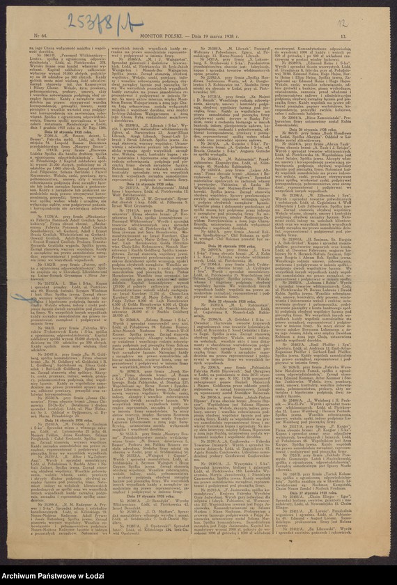 Obraz 14 z jednostki "Aszer Eliasz Librach, Ajzyk Librach, Szmul Lajb Librach, Berek Librach- wyrób i sprzedaż materiałów włókienniczych w Zgierzu"