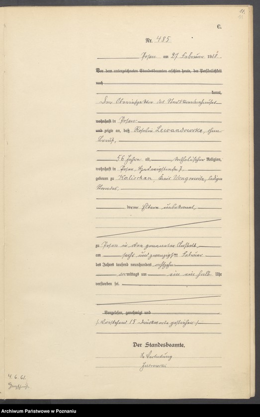 Obraz 13 z jednostki "Księga miejscowa zgonów tom II [Rejestr główny zgonów]"