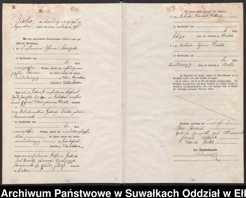 image.from.unit.number "Heiraths-Haupt-Register des Königlichen Preussischen Standes-Amtes Bialla Kreis Johannisburg"
