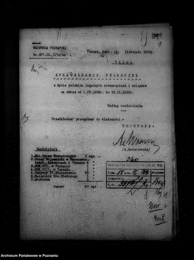 Obraz 5 z jednostki "Sprawozdanie półroczne z życia polskich legalnych stowarzyszeń i związków za okres od 1 kwietnia do 30 września 1938 r."