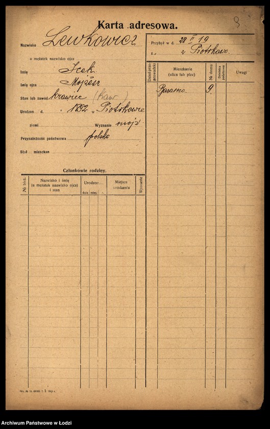 Obraz 11 z jednostki "[Spis ludności Łodzi] Lewkowicz"