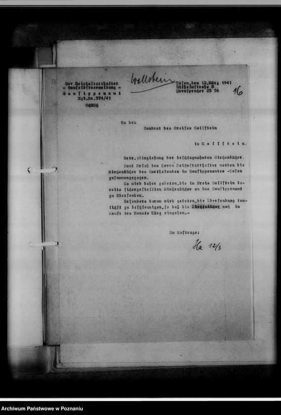 Obraz 20 z jednostki "Einziehungsprotokolle [ksiąg kościelnych] Kreis Wollstein [powiat wolsztyński]"