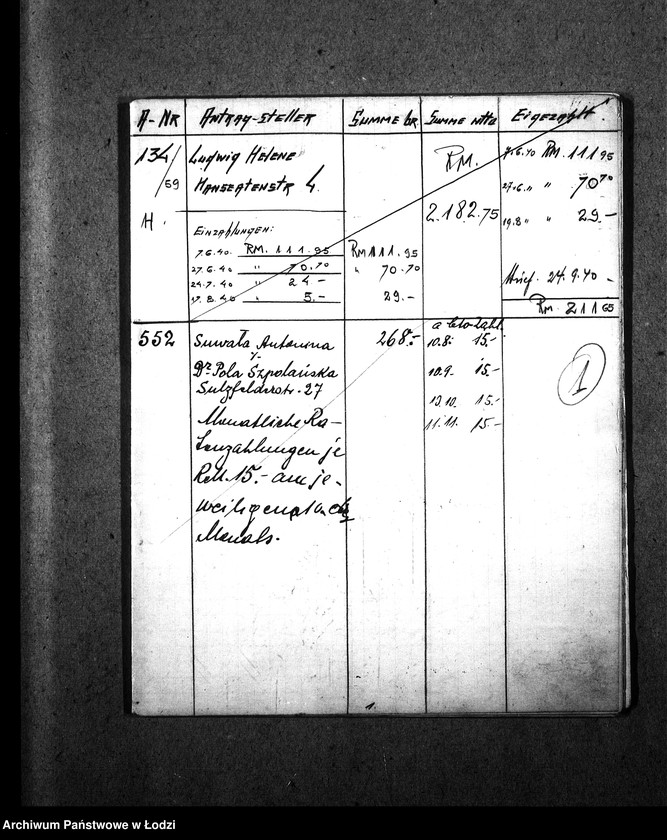 Obraz 4 z jednostki "[Spis obywateli polskich i niemieckich domagających się wypłaty komornego z ich domów znajdujących się w getcie]"