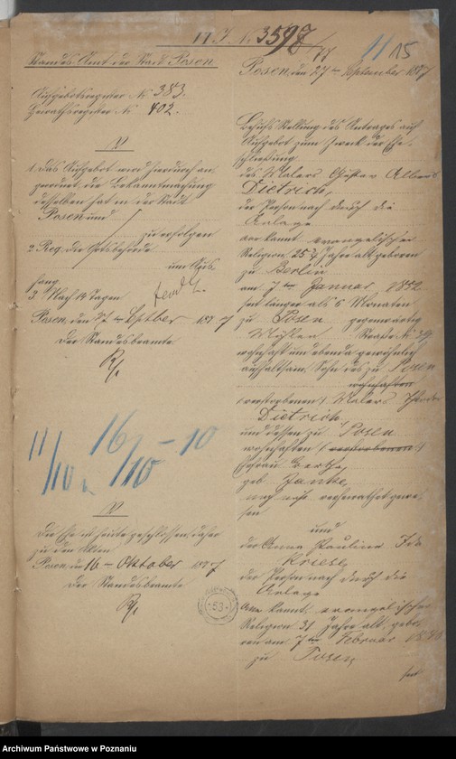 Obraz 17 z jednostki "Die von den Verlobten zum Aufgebot beigebrachten Urkunden pro 1877"