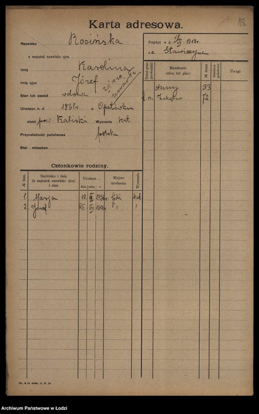 Obraz 20 z jednostki "[Spis ludności Łodzi] Rosińska-Rot"
