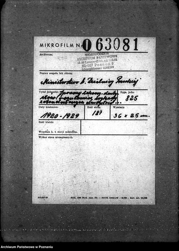 Obraz 2 z jednostki "Sprawy lekarzy - dentystów [regulamin, wykazy zatrudnionych dentystów i techniki dentystów]. [Okręgowy Urząd Ubezpieczeń]"