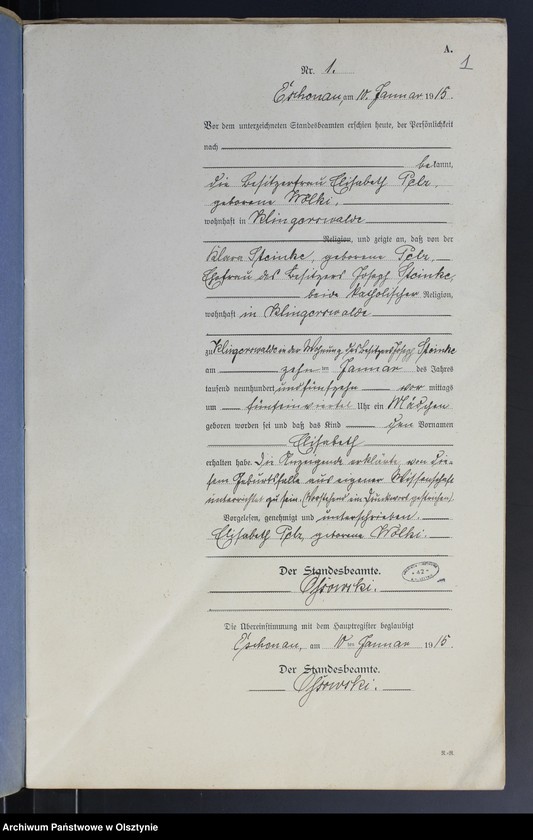 Obraz 3 z jednostki "Geburts-Neben-Register Nr 1 - 26"