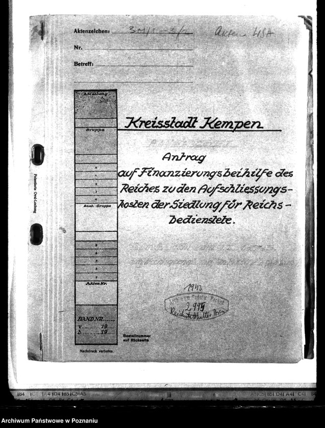 Obraz 4 z jednostki "Kreisstadt Kempen. Antrag auf Aufschliessungskosten der Siedlung für Reichsbedienstete"