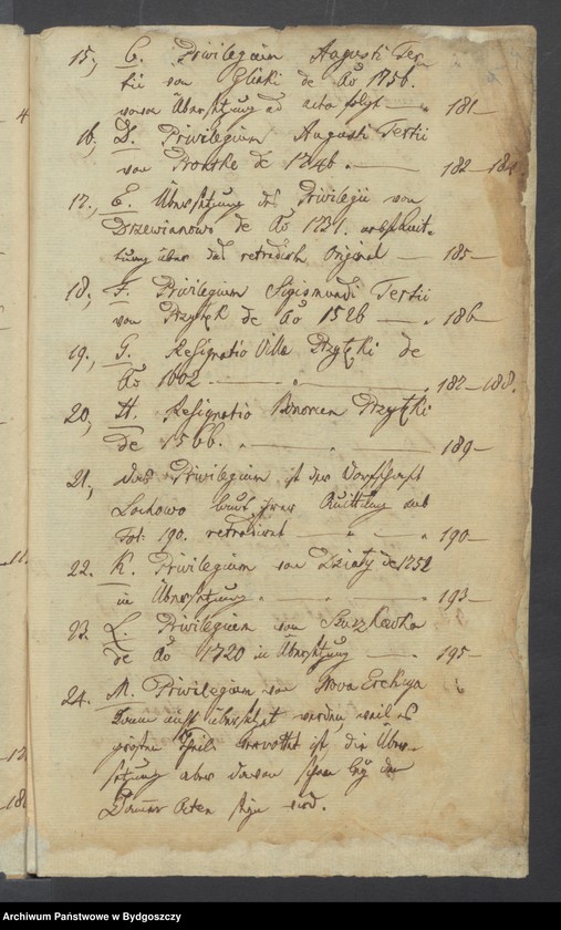 image.from.unit.number "Documente der Stadt Bromberg zum Prozess der Kämmerei gegen das Forstamt Bromberg wegen des Waldes bei Vorwerk Bocianowo. Odpisy dokumentów,"