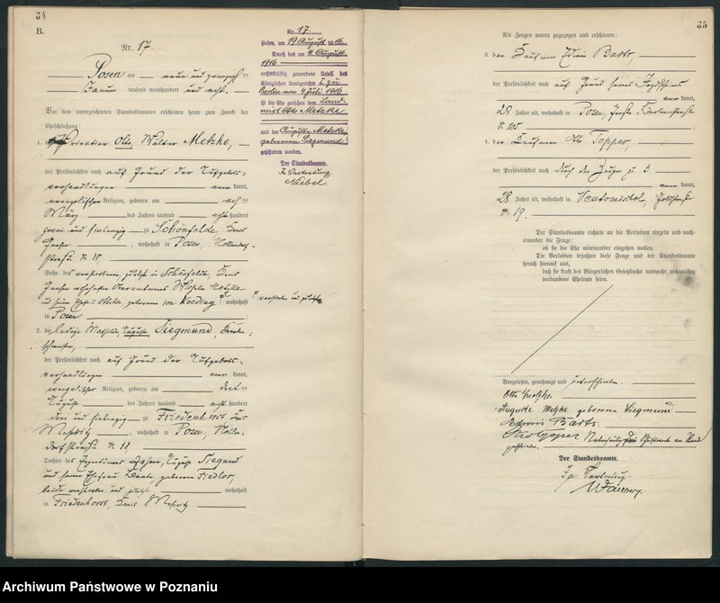 Obraz 19 z jednostki "Księga miejscowa małżeństw tom I [Rejestr główny małżeństw]"