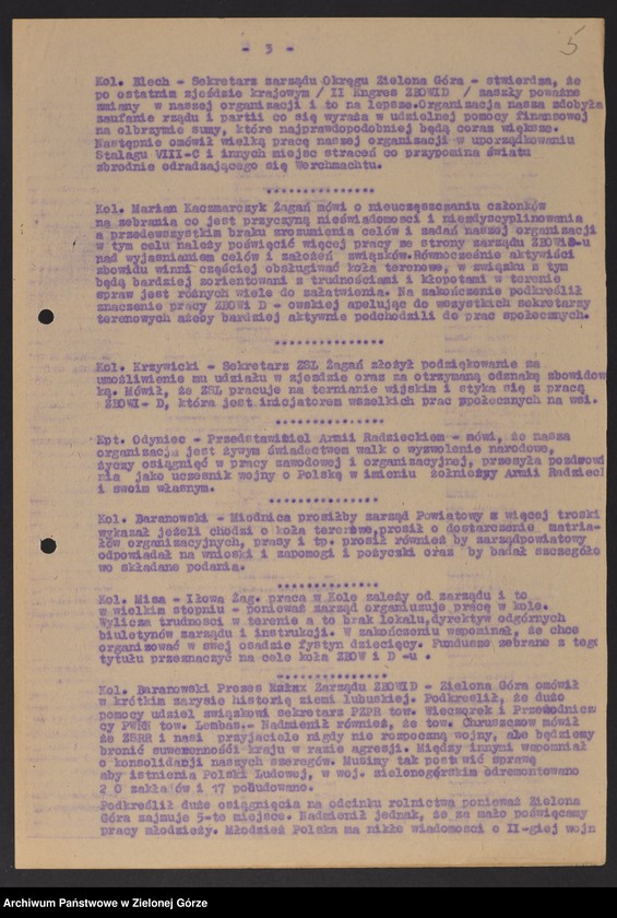 image.from.unit.number "Oddział Powiatowy ZBoWiD w Żaganiu. - Walny Zjazd Powiatowy z 16 czerwca 1961 r."