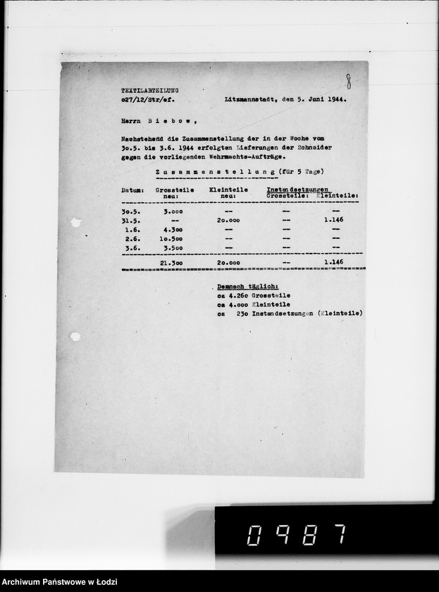 Obraz 12 z jednostki "Aufstellung laufender Aufträge und der Arbeitsressort"
