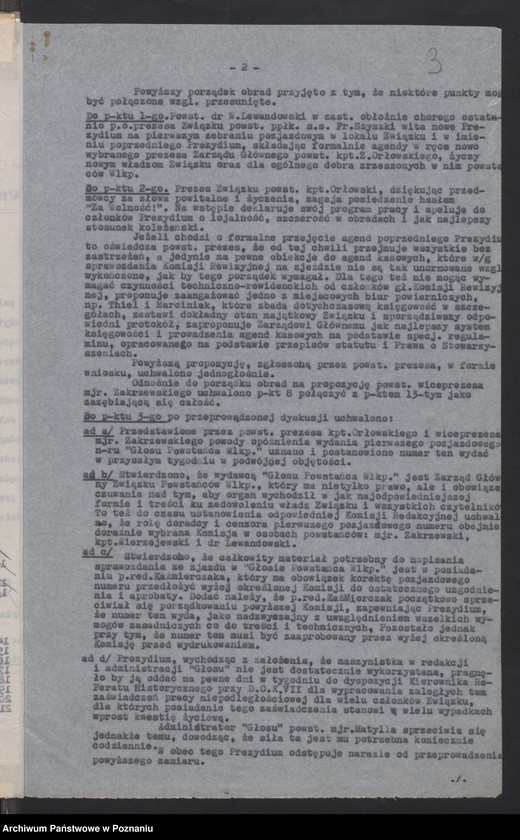 Obraz 6 z jednostki "Protokoły Posiedzeń prezydium Zarządu Głównego Związku Powstańców Wielkopolskich."