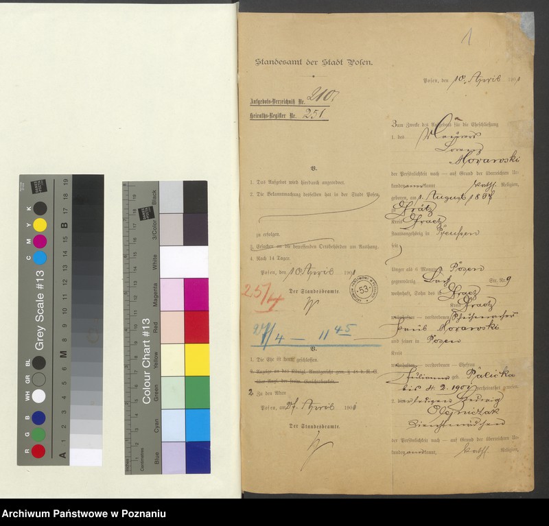 Obraz 3 z jednostki "Die von den Verlobten beigebrachten Urkunden zur Eheschliessung pro 1901. Vol VI"