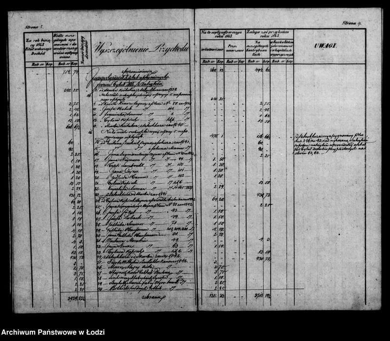 Obraz 11 z jednostki "Rachunek kasy ekonomicznej m. Łodzi za rok 1843"