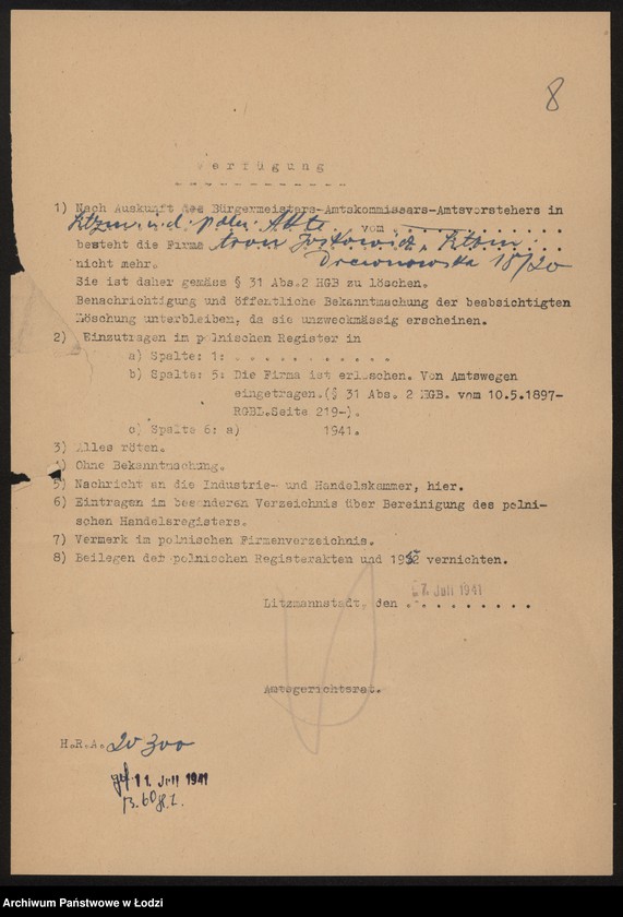 Obraz 11 z jednostki "Aron Joskowicz- sprzedaż mięsa i wnętrzności bydlęcych"