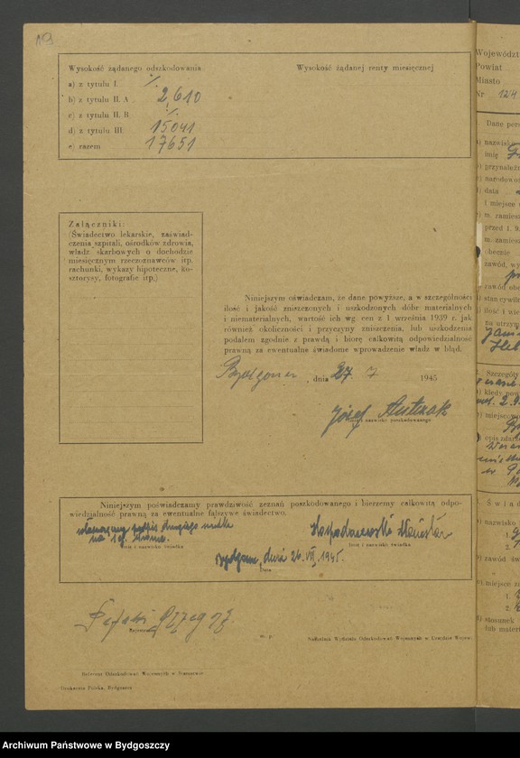 image.from.unit.number "Kwestionariusz dotyczący rejestracji szkód wojennych, nr 121-180"