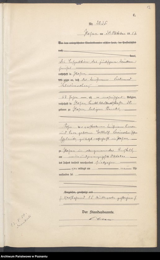 Obraz 15 z jednostki "Księga miejscowa zgonów tom V [Rejestr główny zgonów]"