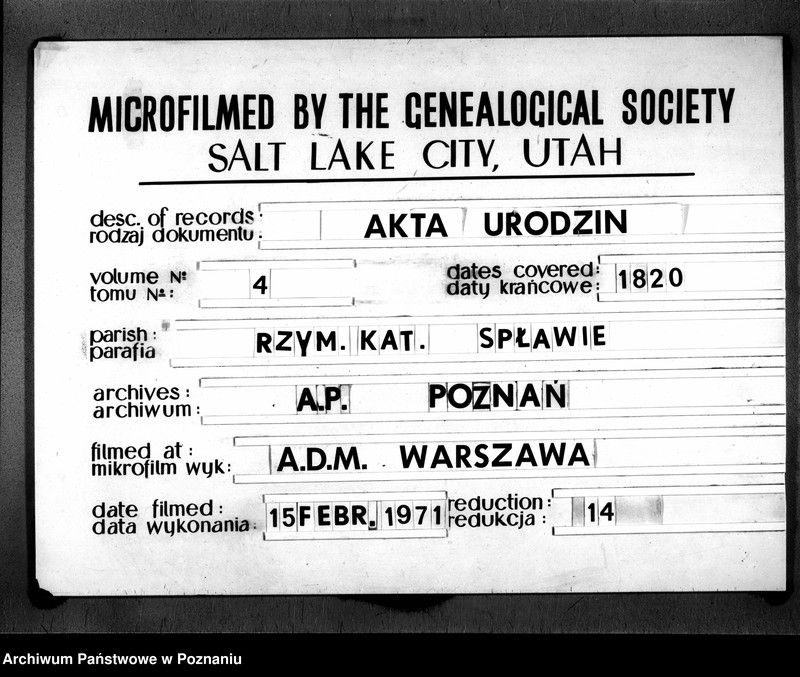 image.from.team "Akta stanu cywilnego Parafii Rzymskokatolickiej Spławie (pow. poznański)"