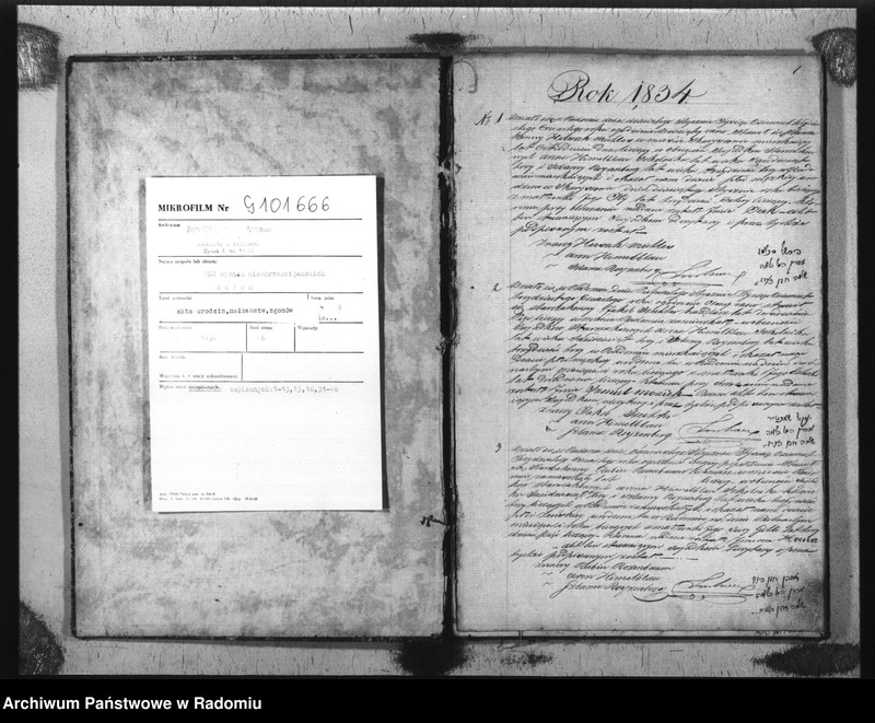 image.from.unit.number "Akta Stanu Cywil. Wyzn. Mojżeszow. Parafii Radom Urodzeń, Małżeństw i Zejścia z r. 1834"