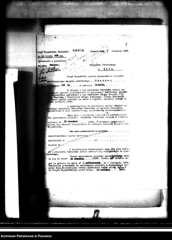 image.from.unit.number "Postępowanie techniczne przy parcelacji majątku Czołowo powiatu kaliskiego"