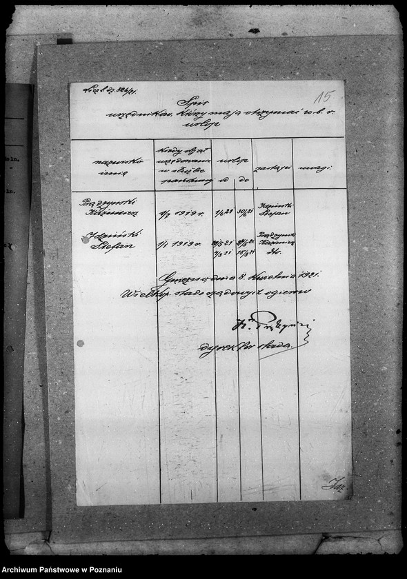 Obraz 19 z jednostki "Sprawy osobowe Departamenu Rolnictwa i Dóbr Państw. urlopy ferialne"