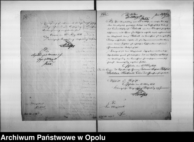 Obraz 19 z jednostki "Acta des Magistrats zu Oppeln betreffend die dem p. Bobreck ertheilte Erlaubniß zum Kleinhandel mit geistigen Getränke und zur Errichtung eines Kaffen=Etablissements in seinem Hause No 35 Odervorstadt so wie die Denunciation des p. Angres"
