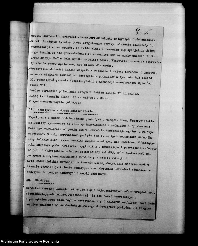 Obraz 12 z jednostki "Prywatne Gimnazjum Żeńskie Zgromadzenia SS Najświętszej Rodziny z Nazaretu- Kalisz, sprawozdania powizytacyjne i roczne"