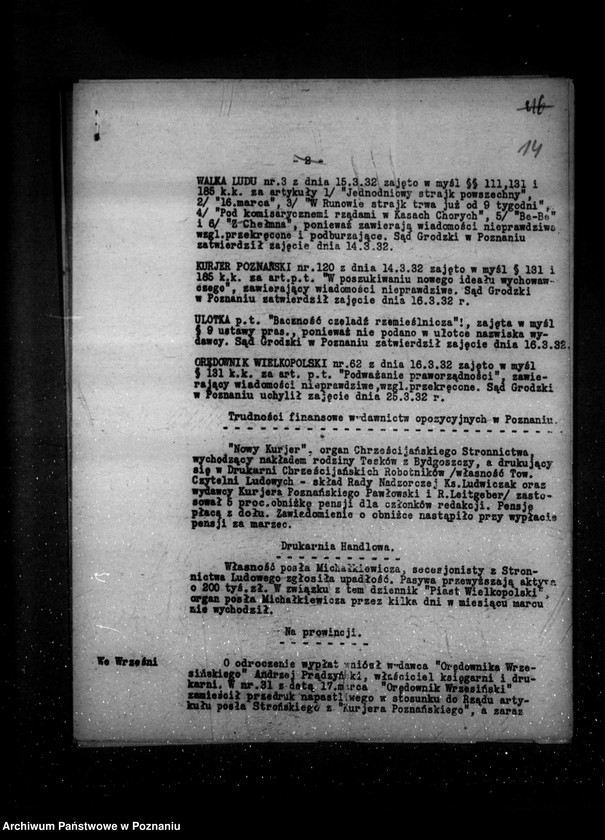 Obraz 19 z jednostki "Sprawozdanie prasowe za miesiące styczeń-kwiecień czerwiec- grudzień 1932 r."