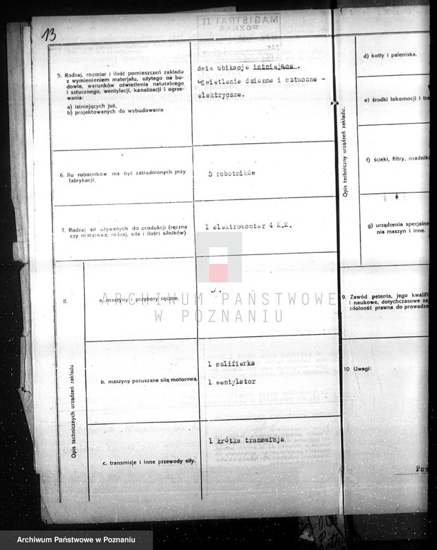 Obraz 17 z jednostki "Zieliński St. Wartoma odlewnia metali Poznań /zatwierdzanie urządzenia/"