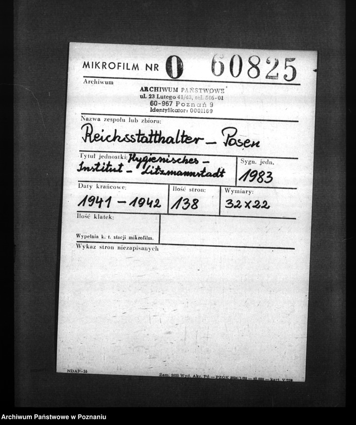 Obraz 2 z jednostki "Hygienisches Institut - Litzmannstadt"