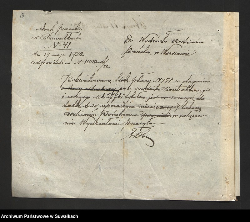 image.from.unit.number "[Korespondencja z Wydziałem Archiwów w Warszawie w sprawie list płac dla archiwisty i woźnego Archiwum Państwowego w Suwałkach]"