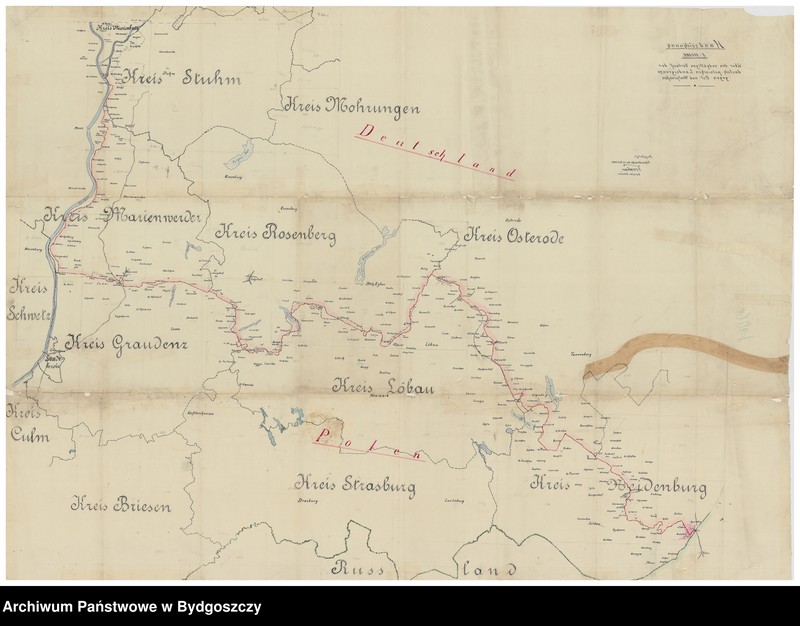 Obraz 2 z jednostki "Handzeichnung über den endgültigen Verlauf der deutsch-polnischen Landesgrenze gegen Ost- und Westpreussen"