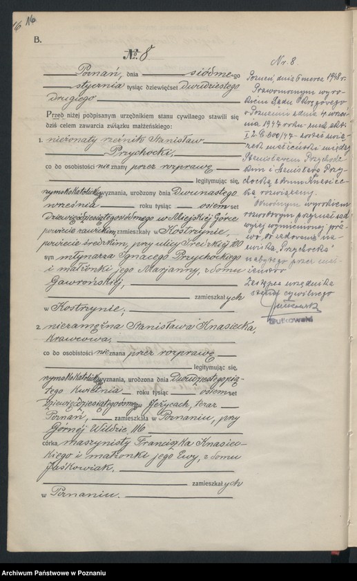 Obraz 18 z jednostki "Księga miejscowa małżeństw tom I [Rejestr główny małżeństw]"