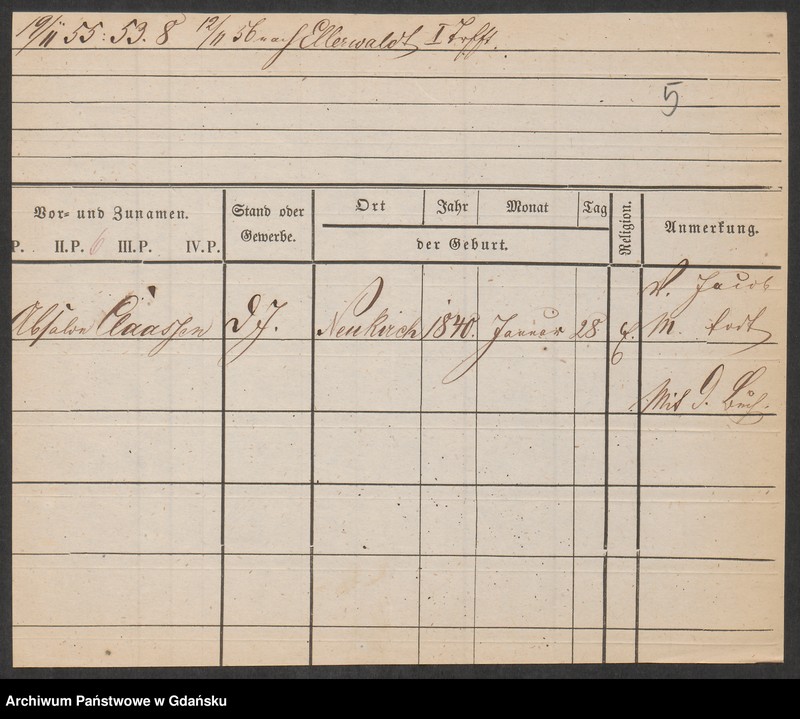 image.from.unit.number "Karty meldunkowe: Claassen - Classen"