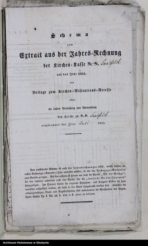 image.from.unit.number "Ertract aus der Jahres Rechnung der Kirchen Kasse zu Saalfeld"