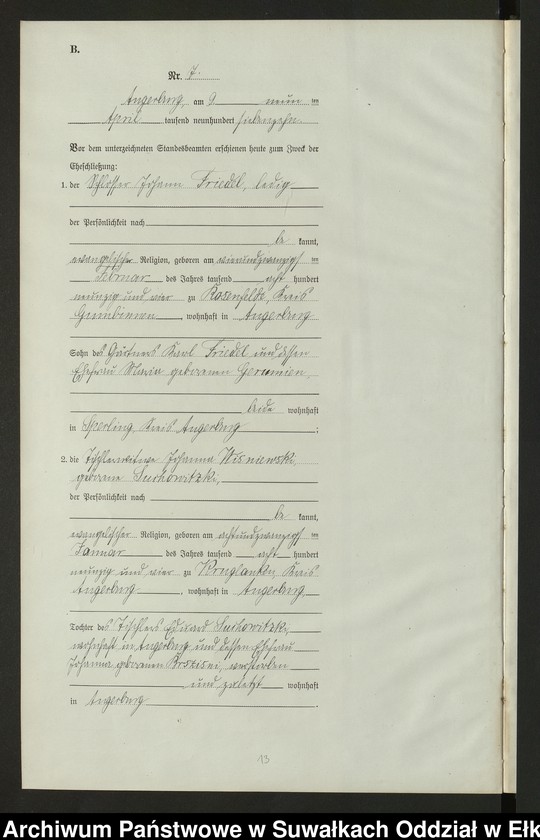 image.from.unit.number "[Heirats = Register (Neben = Register) Standesamt Angerburg einschl. der Bezirke Prinowen, Gr. Strengeln und Kehlen Kreis Angerburg]"
