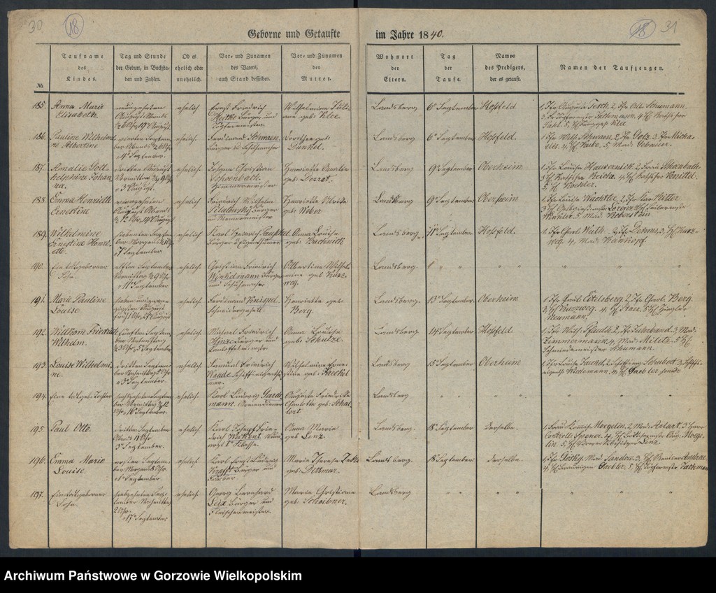 image.from.unit.number "Duplikate der Kirchenbücher von der Parochie der Hauptkirche zu Landsberg an der Warthe (zawiera też księgę zgonów Konkordien Kirche z 1840 r.)"