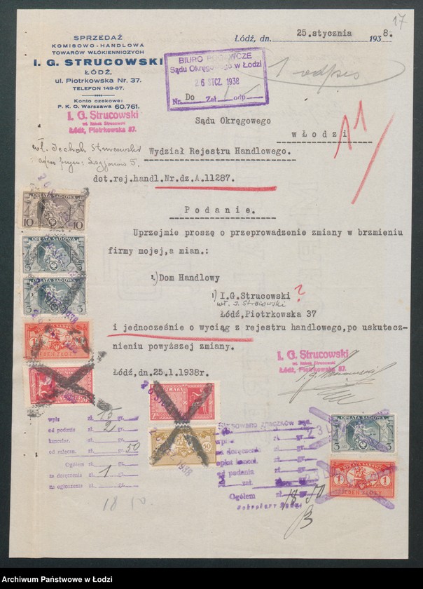 Obraz 19 z jednostki "J. G.Strutcowski- sprzedaż towarów bawełnianych i sztucznego jedwabiu"