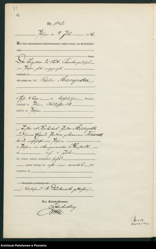 Obraz 16 z jednostki "Księga miejscowa zgonów tom III"