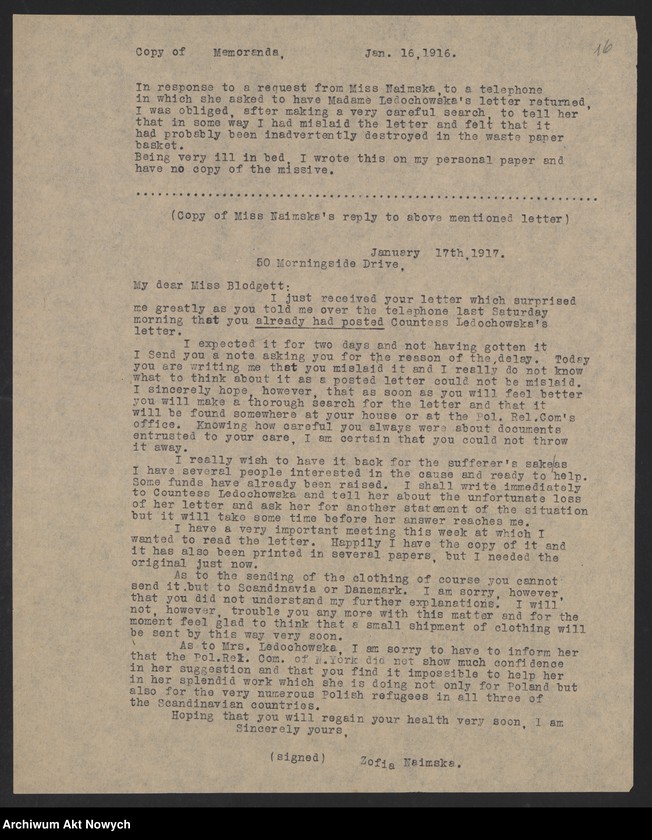 image.from.unit.number "Unit No. 7, The Comforts Committee of the Navy League and Clothing Committee of the Polish Victims Relief Fund Associated. Lista członków. Zarys działalności. Korespondencja"