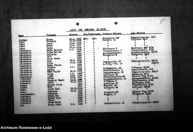 Obraz 8 z jednostki "[Alfabetyczny spis mieszkańców getta. Litera J]"