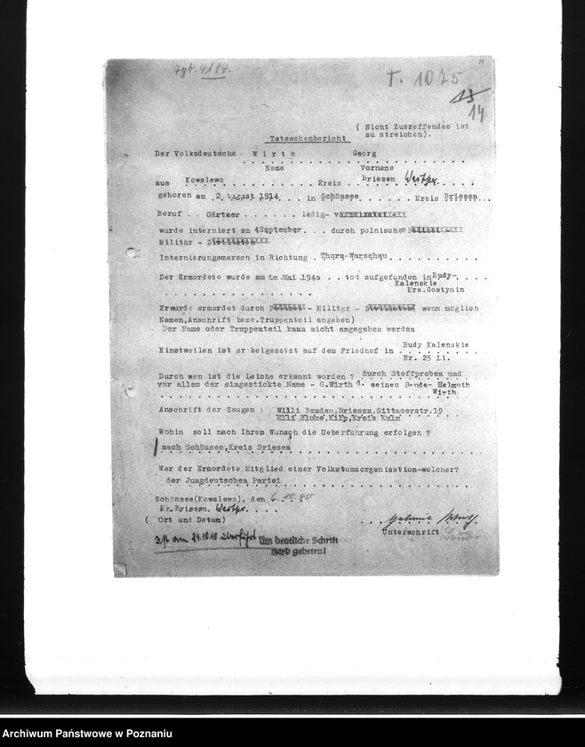 Obraz 18 z jednostki "Wykazy miejscowych Niemców, którzy zginęli w 1939 roku w różnych powiatach"