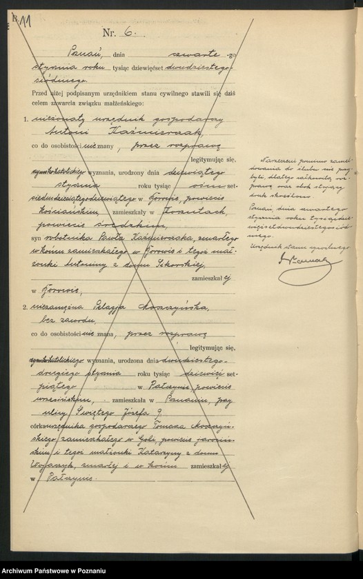 Obraz 13 z jednostki "Księga miejscowa małżeństw tom I [Rejestr główny małżeństw]"