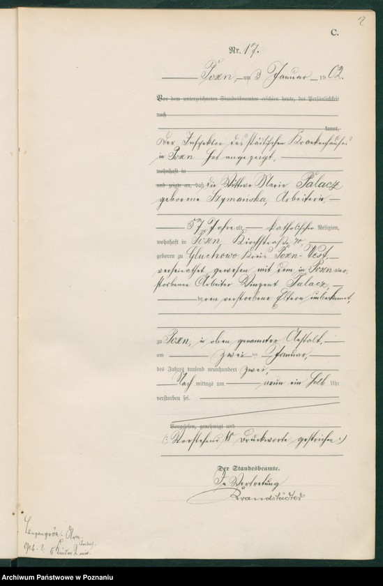 Obraz 20 z jednostki "Księga miejscowa zgonów t. I"