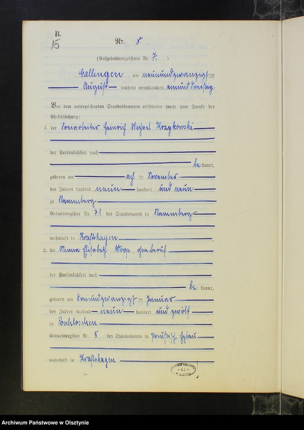 image.from.unit.number "Heirats-Neben-Register Nr 1 - 19 [ Księga małżeństw - wtóropis ]"