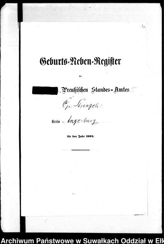 image.from.unit.number "Geburts-Neben-Register des Preussischen Standes-Amtes Gr. Strengeln Kreis Angerburg"