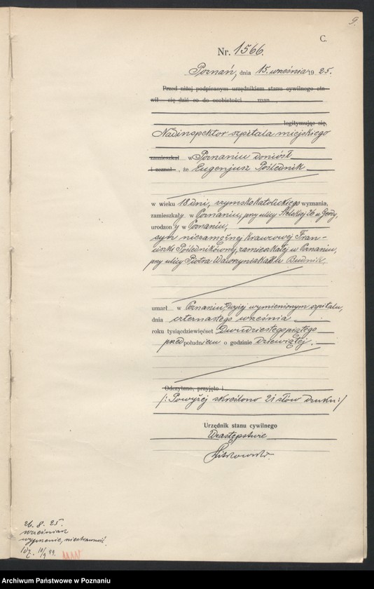 Obraz 11 z jednostki "Księga miejscowa zgonów tom IV [Rejestr główny zgonów]"